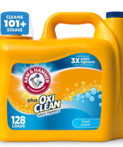 ARM & HAMMER Plus OxiClean Stain Fighters Liquid Laundry Detergent, Fresh Scent, 128 Loads