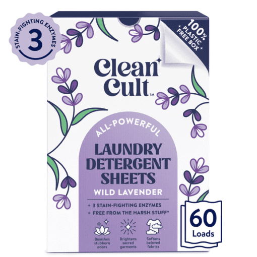 Cleancult Laundry Detergent Sheets, Wild Lavender Scent, 60 Count