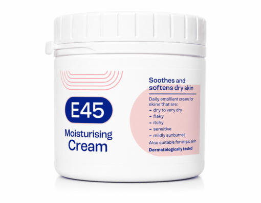 E45 Moisturising Cream, 350g, Dermatological Moisturizer for Dry Skin, Fragrance-Free