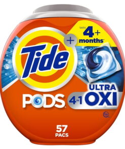 Tide PODS Laundry Detergent Soap Pacs, Ultra OXI, 57 Count