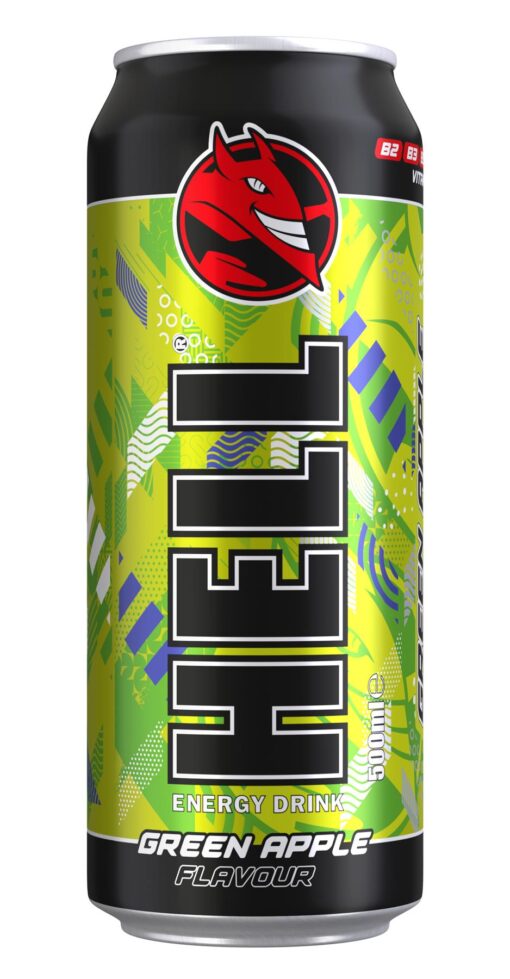 e8b05963-999a-4106-a15f-434cab36a8e2.jpg Hell Energy Drink Green Apple 24 x 500ml Cans Choose Flavour Caffeine B Vitamins Vegan