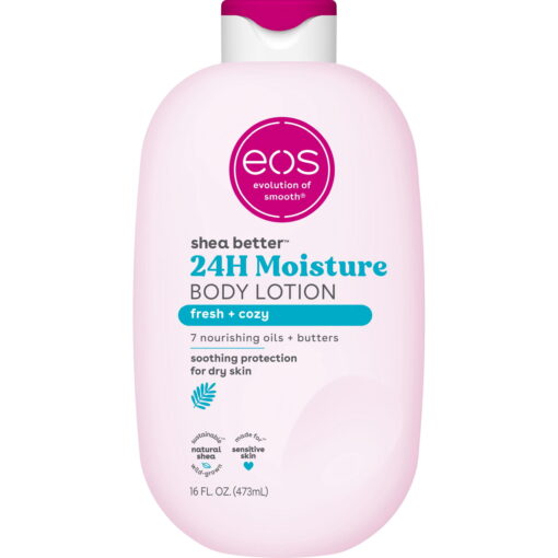 eos Fresh & Cozy Body Lotion, 24 Hour Moisturizing Daily Body Moisturizer for Dry Skin with Shea Butter & Vitamin E, 16 oz